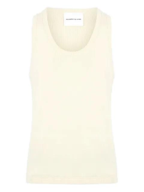 VS001 in cream ribbed cotton tank top by MANIERE DE VOIR