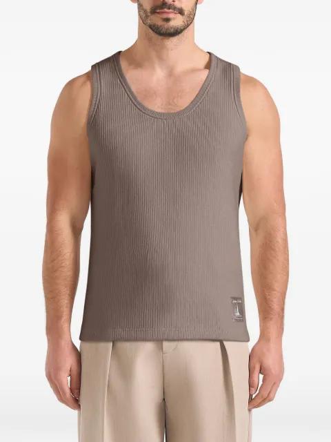 VS001 in mushroom ribbed cotton tank top by MANIERE DE VOIR