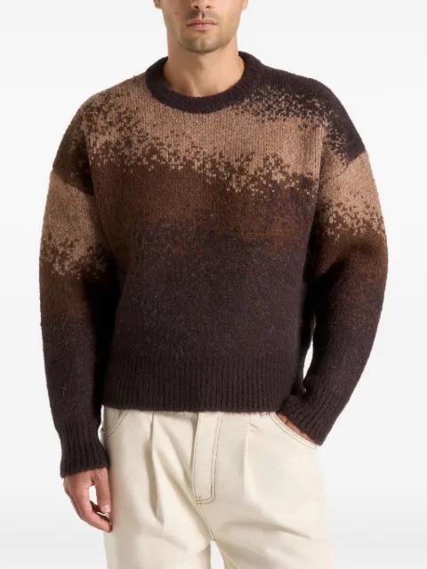 Yani in brown ombre wool crewneck sweater by MANIERE DE VOIR