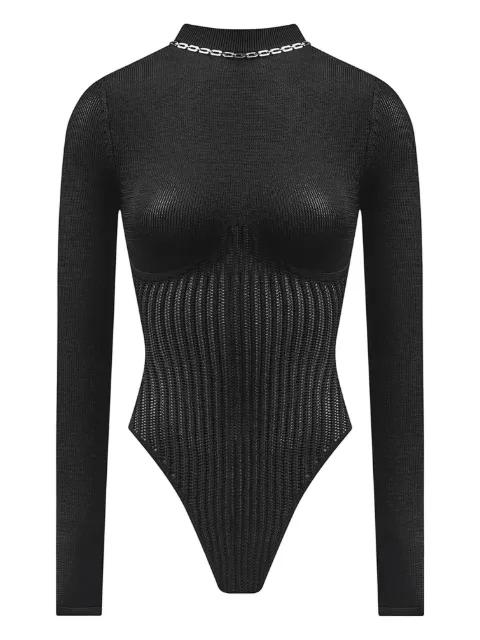 contour knit bodysuit with chain by MANIERE DE VOIR