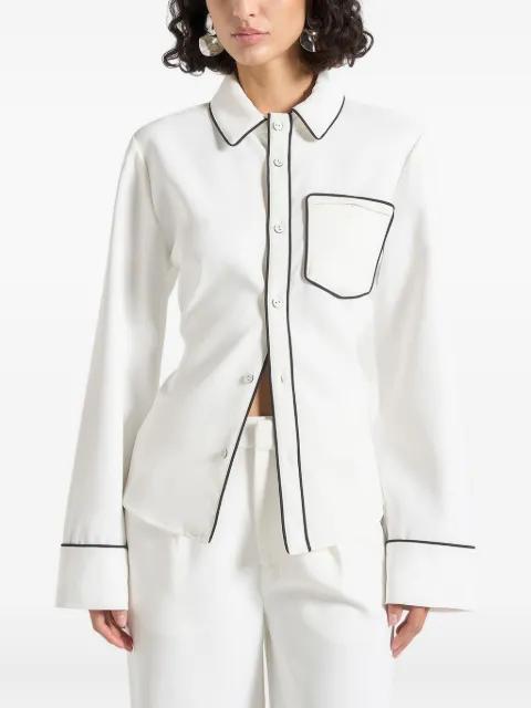 contrast piped backless tie shirt by MANIERE DE VOIR