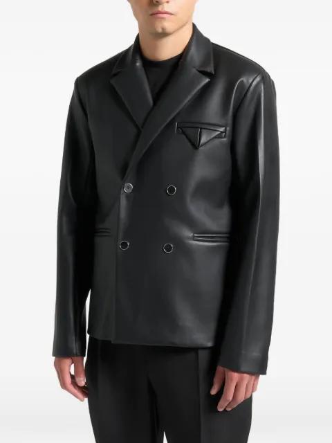 double-breasted leather blazer by MANIERE DE VOIR