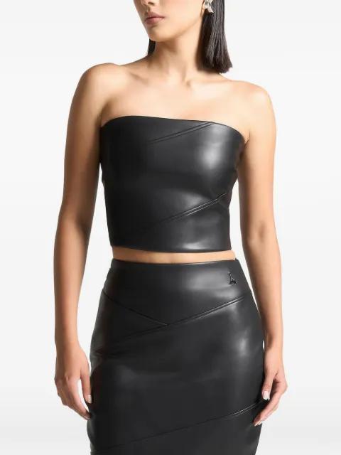 faux-leather black bandeau corset top by MANIERE DE VOIR