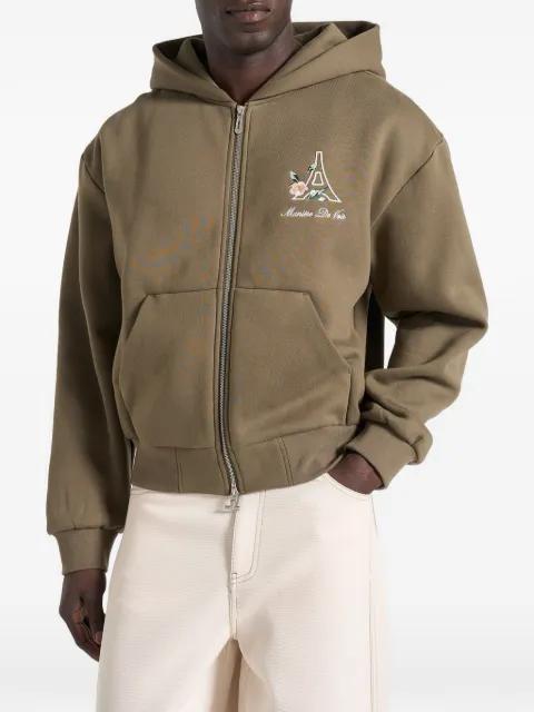 floral Eiffel zip hoodie by MANIERE DE VOIR