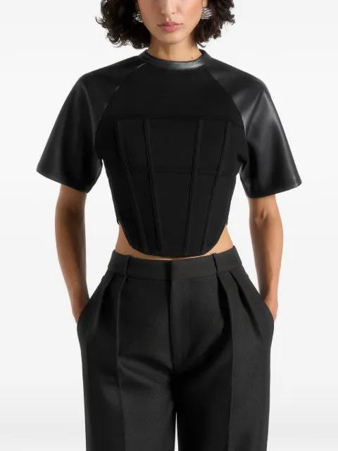 leather corset T-shirt by MANIERE DE VOIR