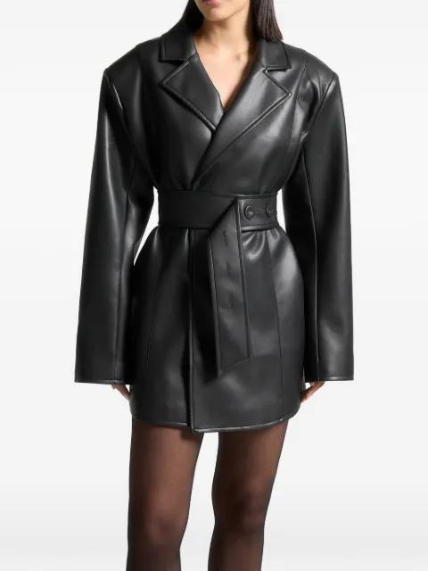 leather oversized belted blazer dress by MANIERE DE VOIR