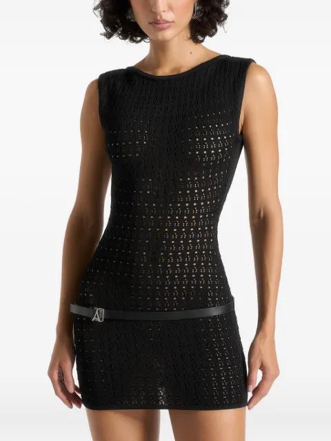 pointelle mini dress with belt by MANIERE DE VOIR