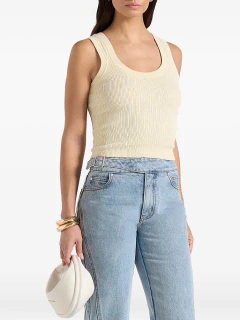 scoop neck ribbed vest by MANIERE DE VOIR
