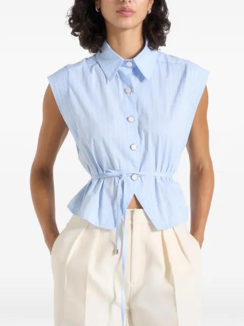 sleeveless tie waist cropped shirt by MANIERE DE VOIR