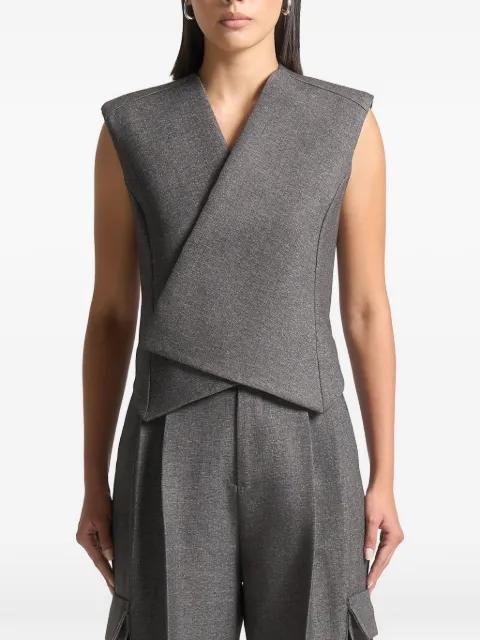 textured tailored wrap waistcoat by MANIERE DE VOIR