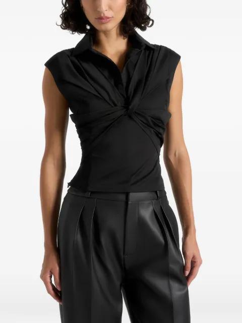 twist front sleeveless shirt by MANIERE DE VOIR