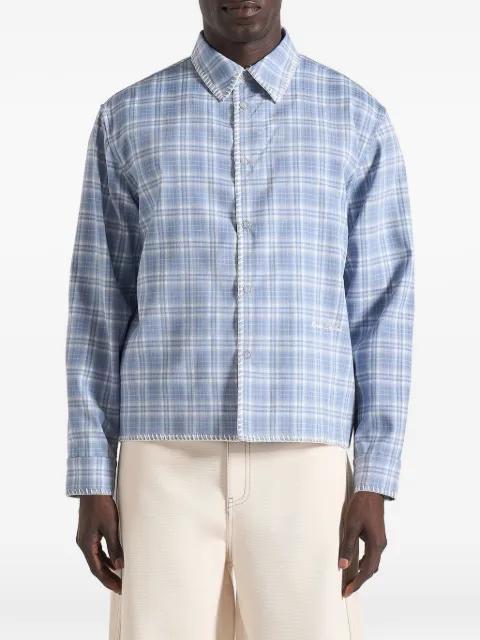 whipstitch check shirt by MANIERE DE VOIR