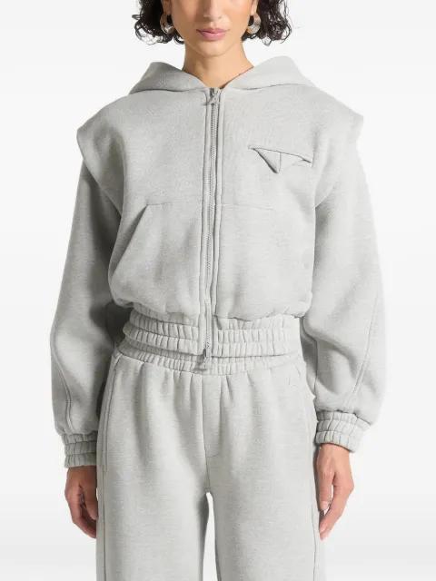 wide shoulder zip through hoodie by MANIERE DE VOIR
