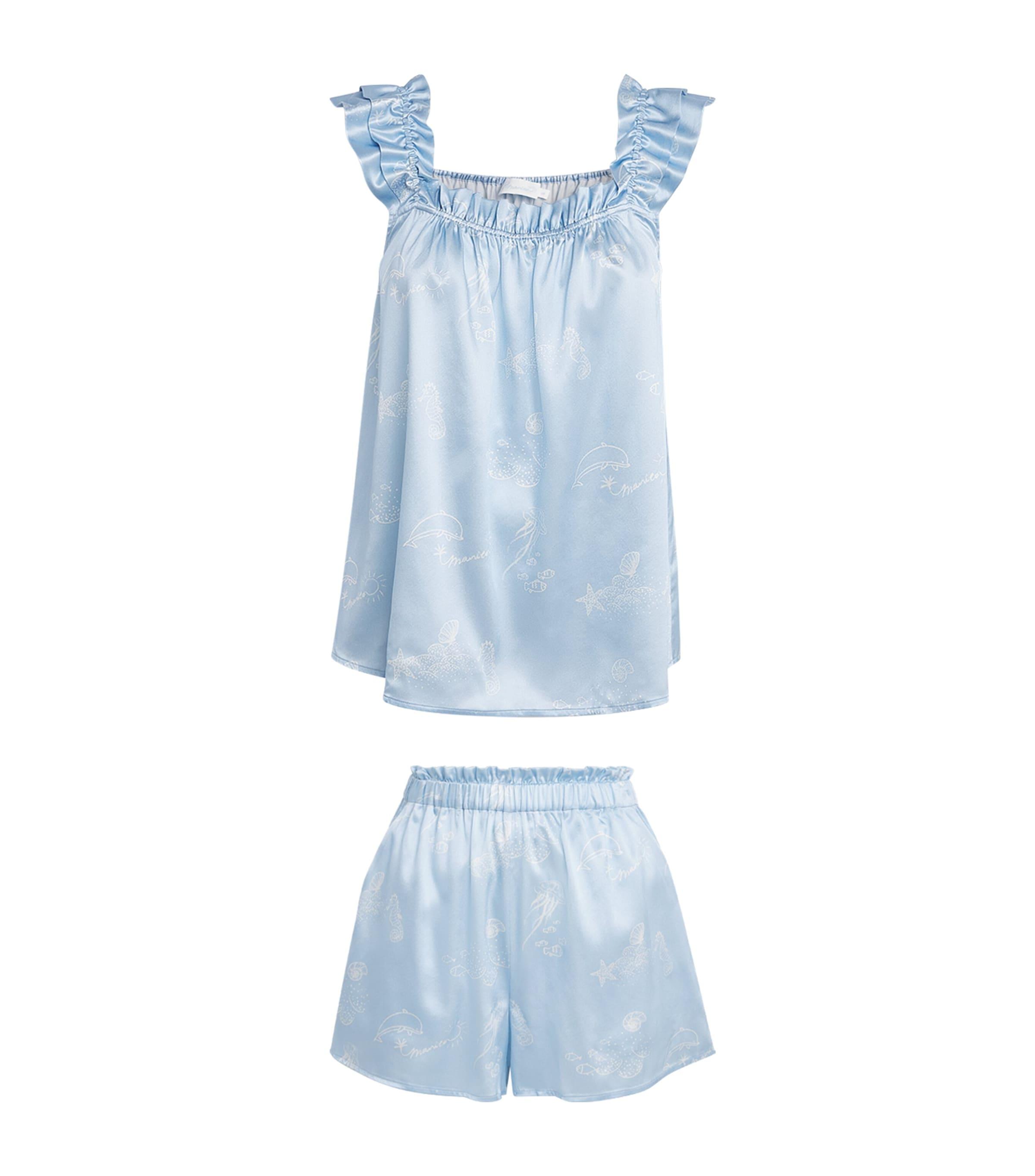 MANITO Silk-Blend Sea Print Tank and Short Pyjama Set by MANITO