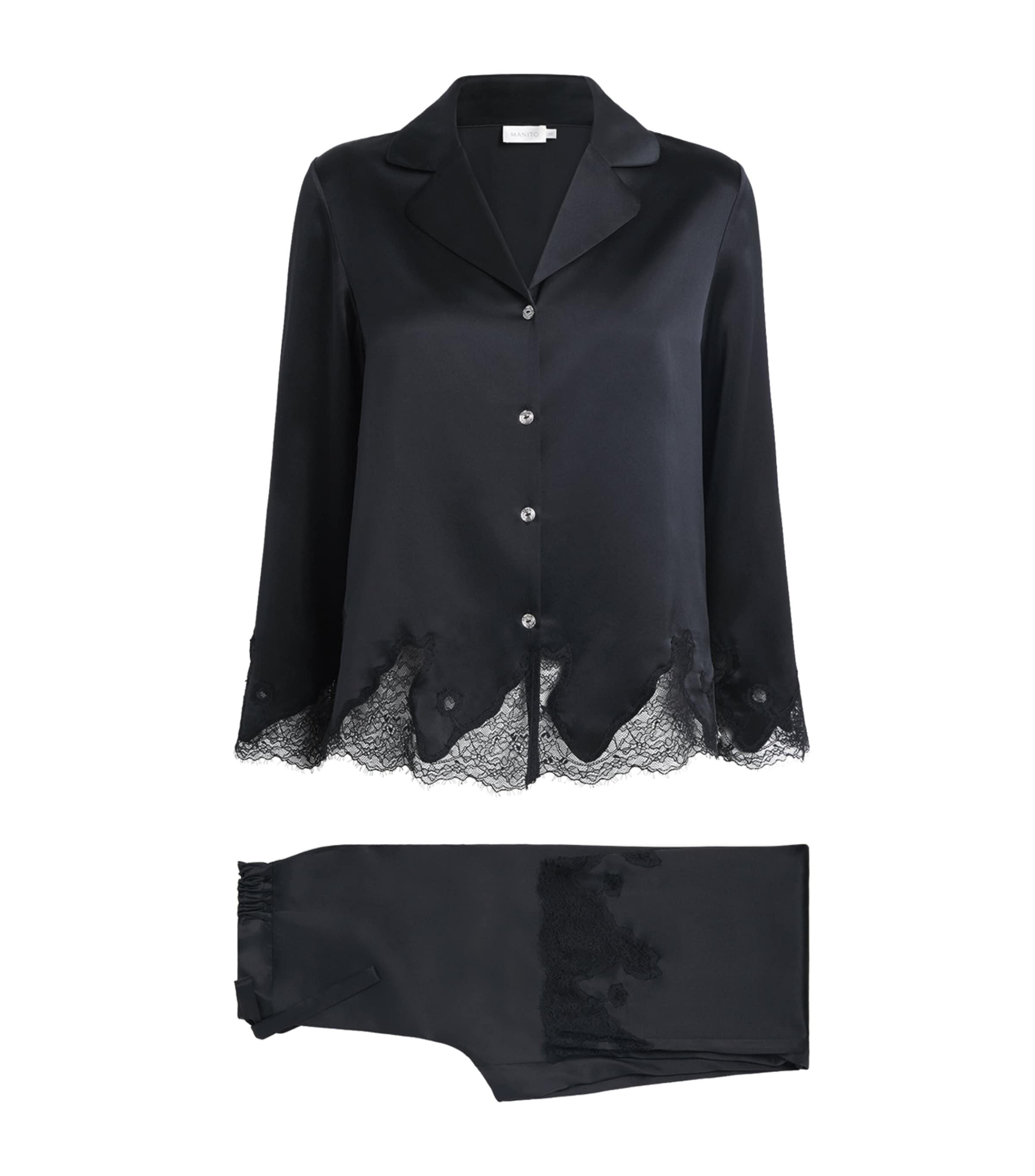 MANITO Silk Lace-Trim Luella Pyjama Set by MANITO