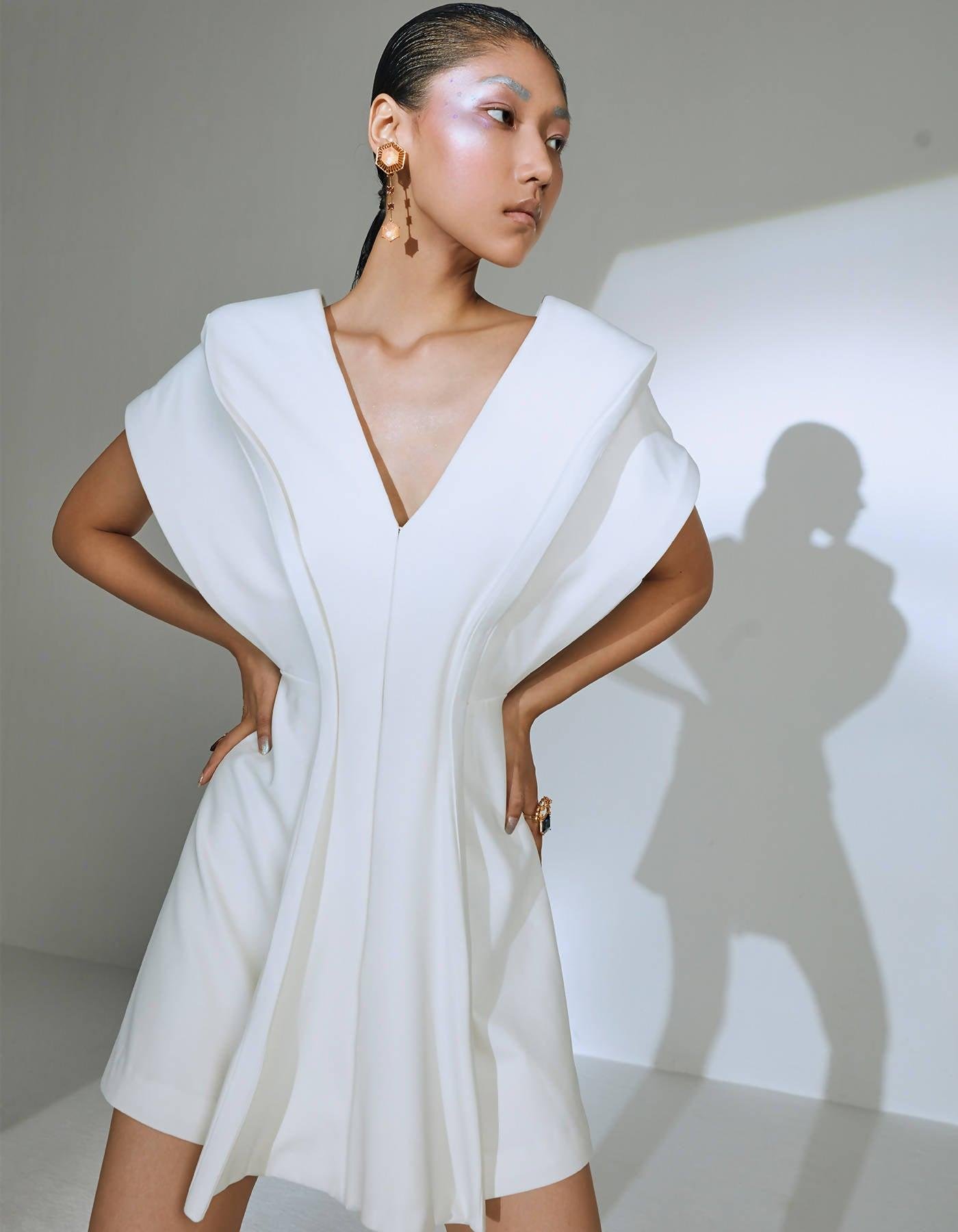 Structured Jacket Dress in White by MANNATT GUPTA