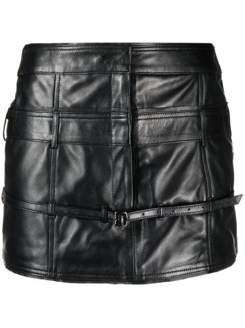 belted leather mini skirt by MANOKHI