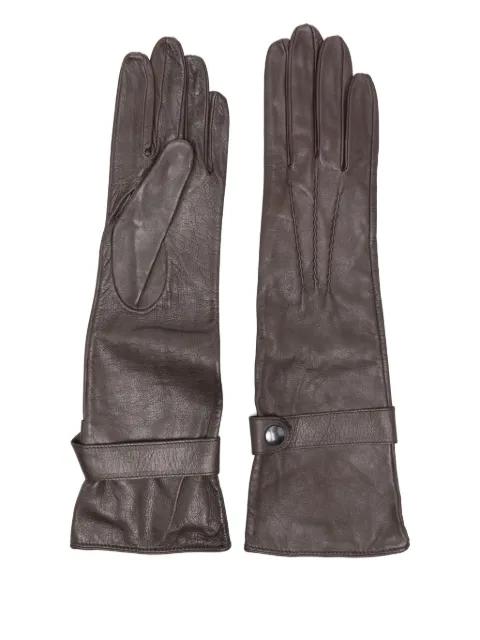 button-fastening leather gloves by MANOKHI