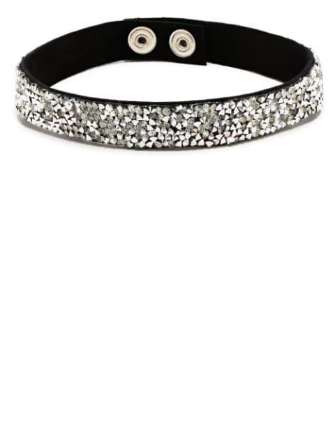 crystal-embellished leather choker by MANOKHI