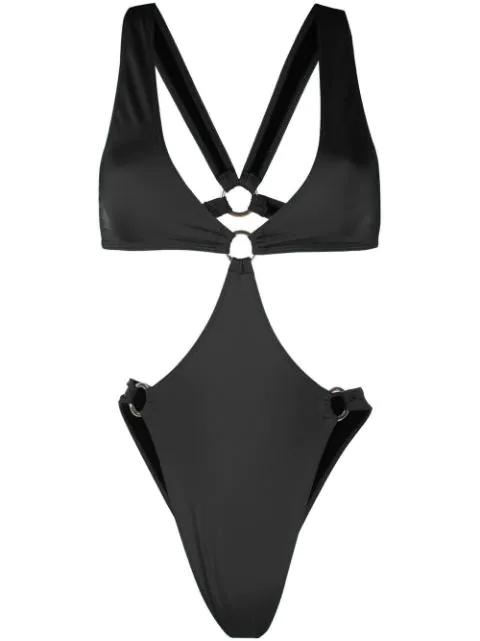 cut-out V-neck one-piece by MANOKHI