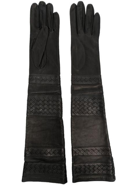 elbow-length panelled leather gloves by MANOKHI