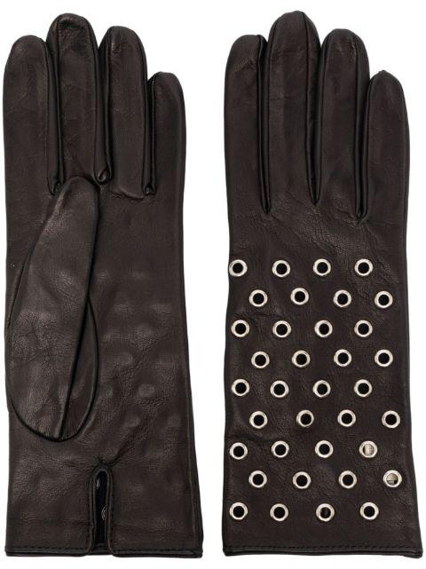 eyelet-detail leather gloves by MANOKHI