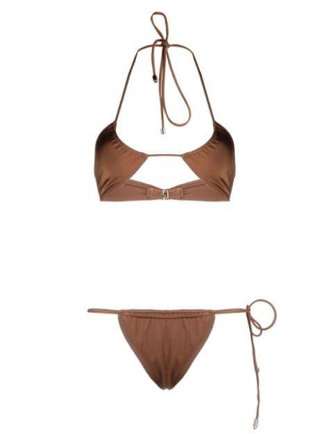 halterneck tie-fastening bikini set by MANOKHI