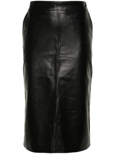 leather midi skirt by MANOKHI