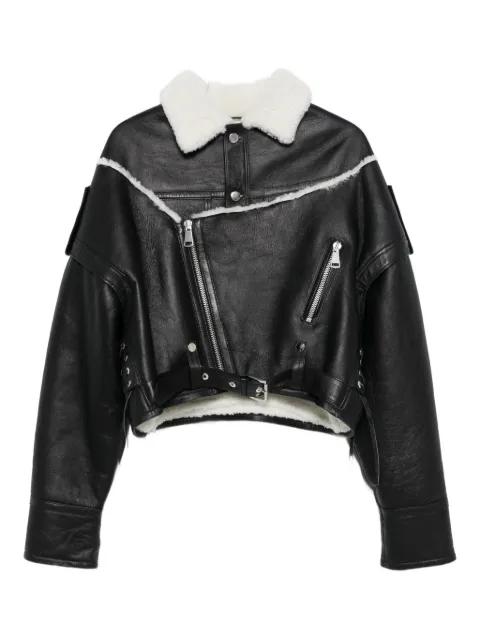 shearling-trimmed leather jacket by MANOKHI