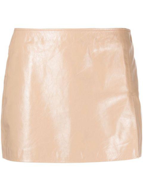 side-slit mini leather skirt by MANOKHI