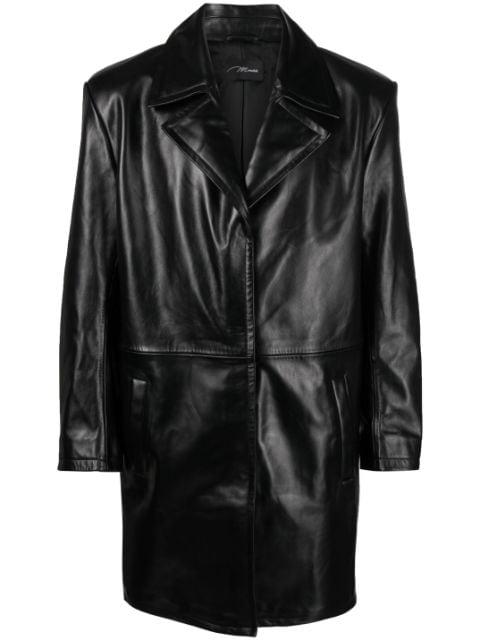 single-breasted leather coat by MANOKHI