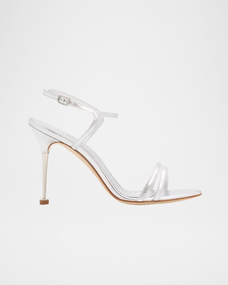 100mm Ciagapla Metallic Leather Sandals by MANOLO BLAHNIK