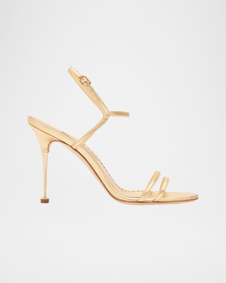 105mm Ciagapla Metallic Leather Sandals by MANOLO BLAHNIK