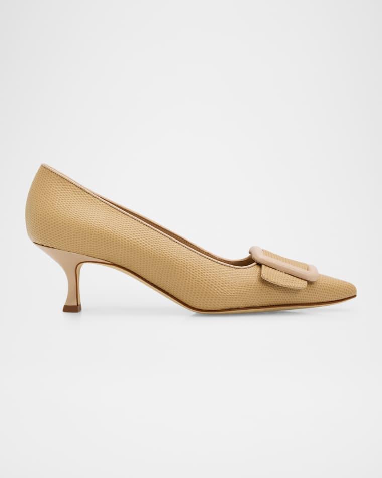 50mm Maysale Embossed Leather Slingback Pumps by MANOLO BLAHNIK