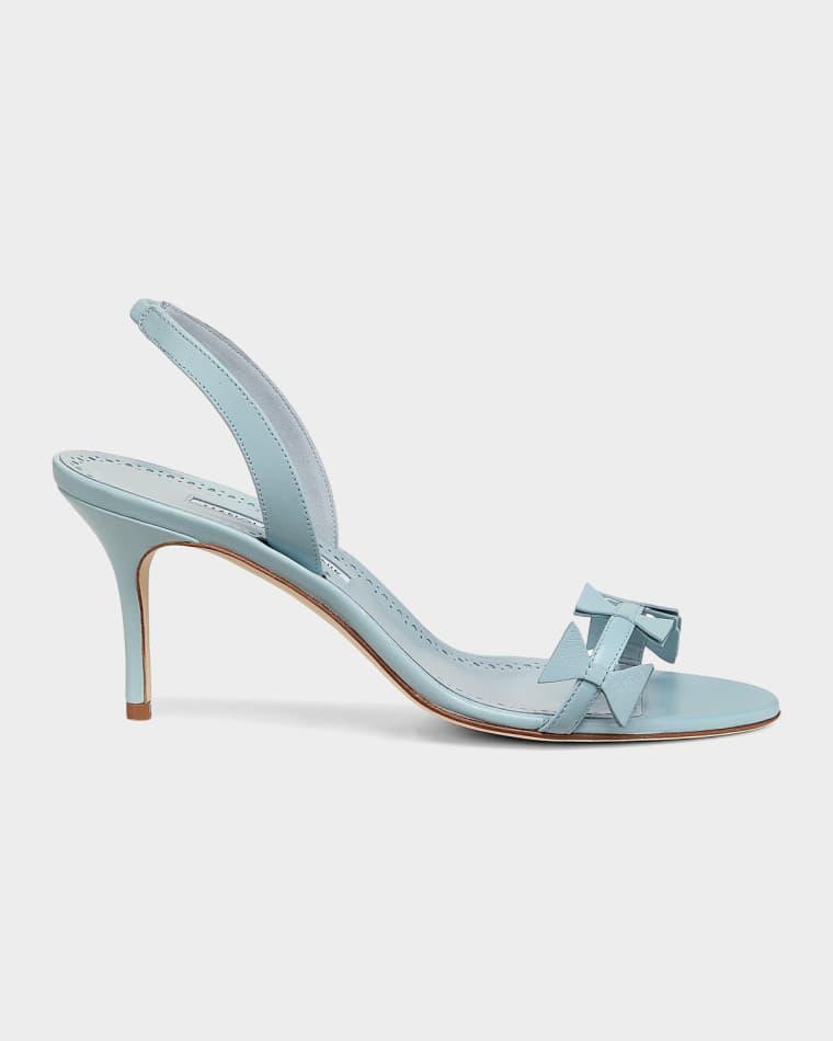 70mm Cigaurasli Bow Leather Sandals by MANOLO BLAHNIK