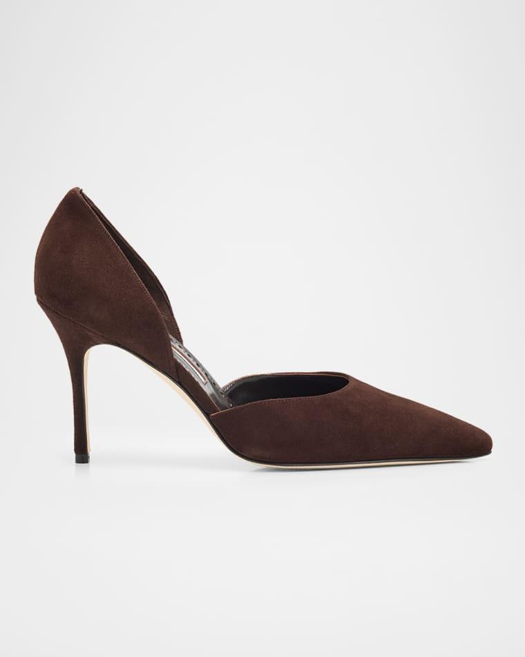 90mm Taylernu Suede D'Orsay Pumps by MANOLO BLAHNIK
