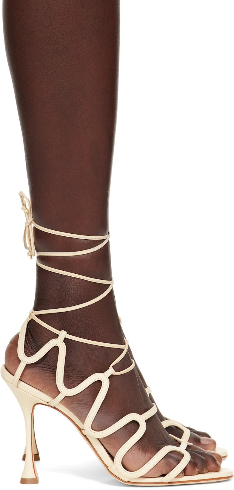 Beige Fawda Heeled Sandals by MANOLO BLAHNIK
