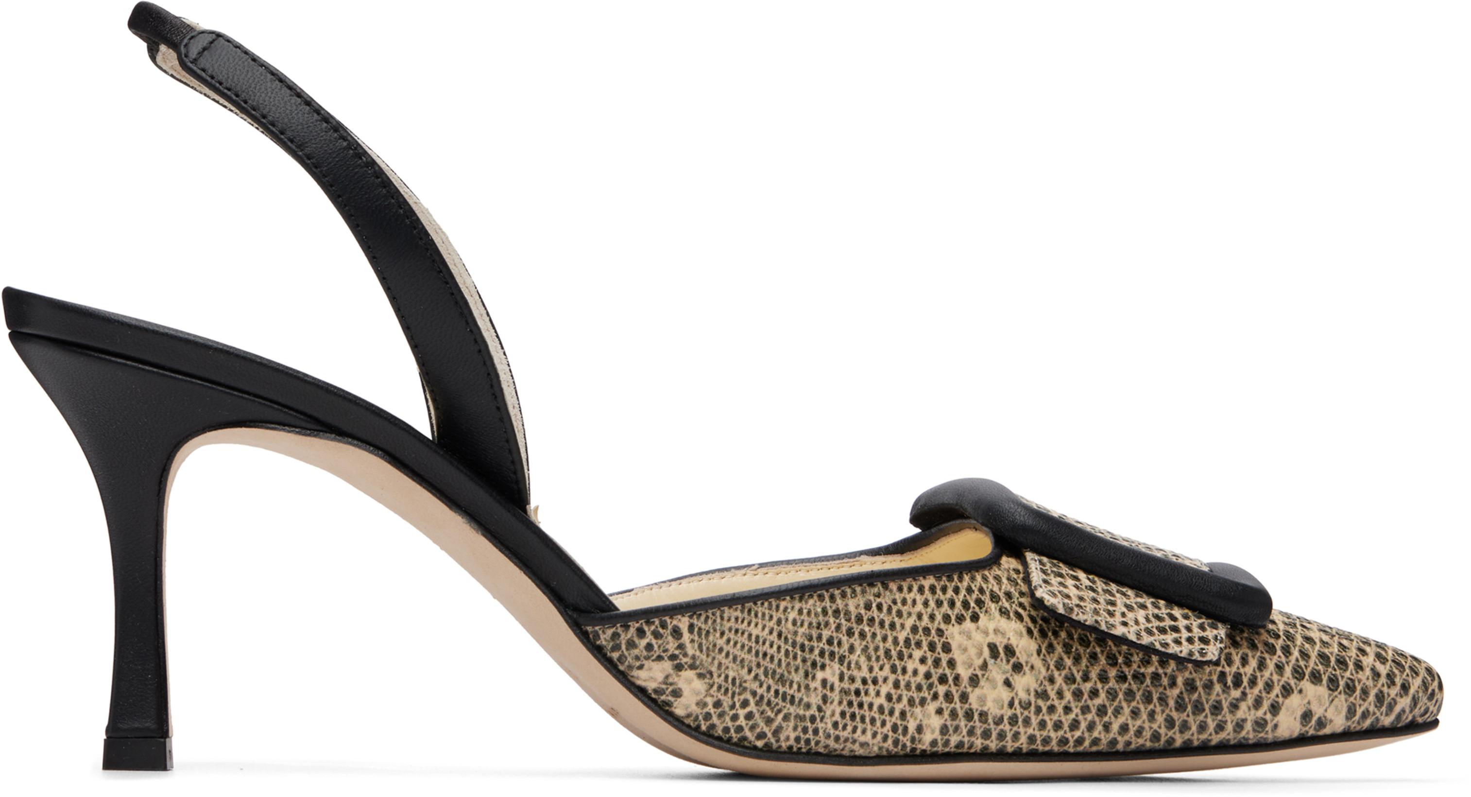 Beige & Black Mayslibi Heels by MANOLO BLAHNIK