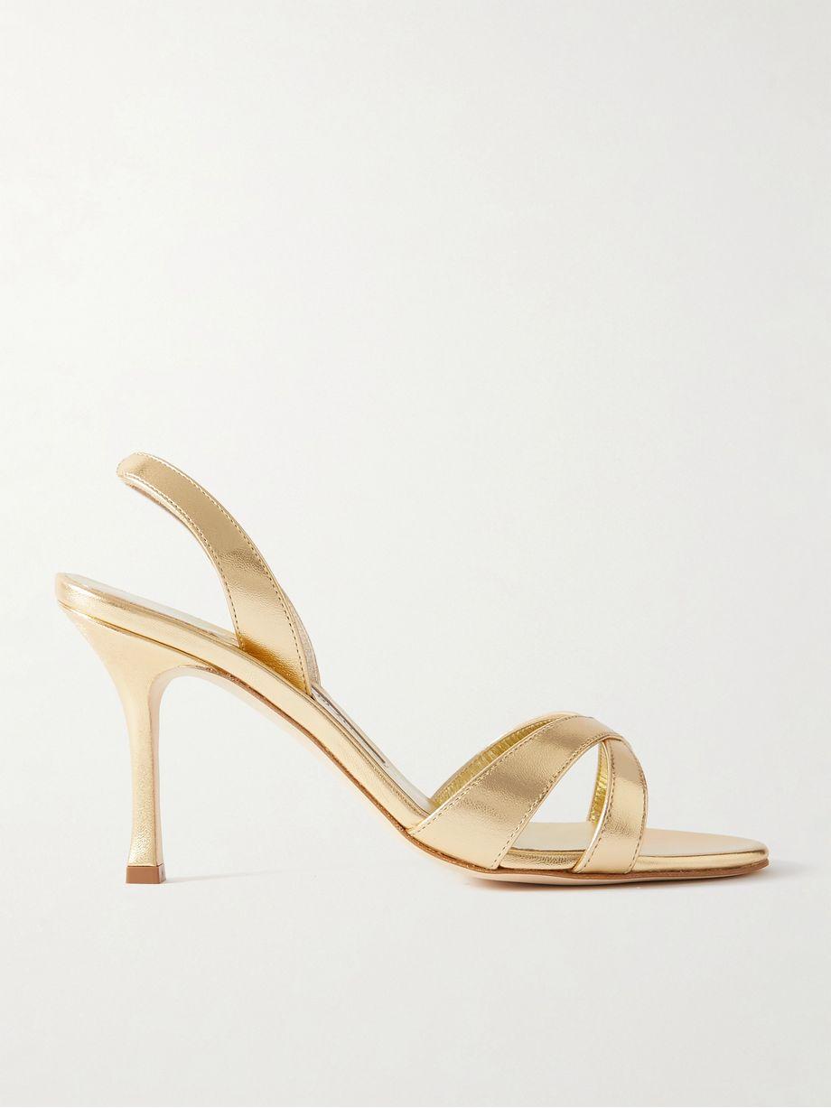 Callasli 90 metallic leather slingback sandals by MANOLO BLAHNIK