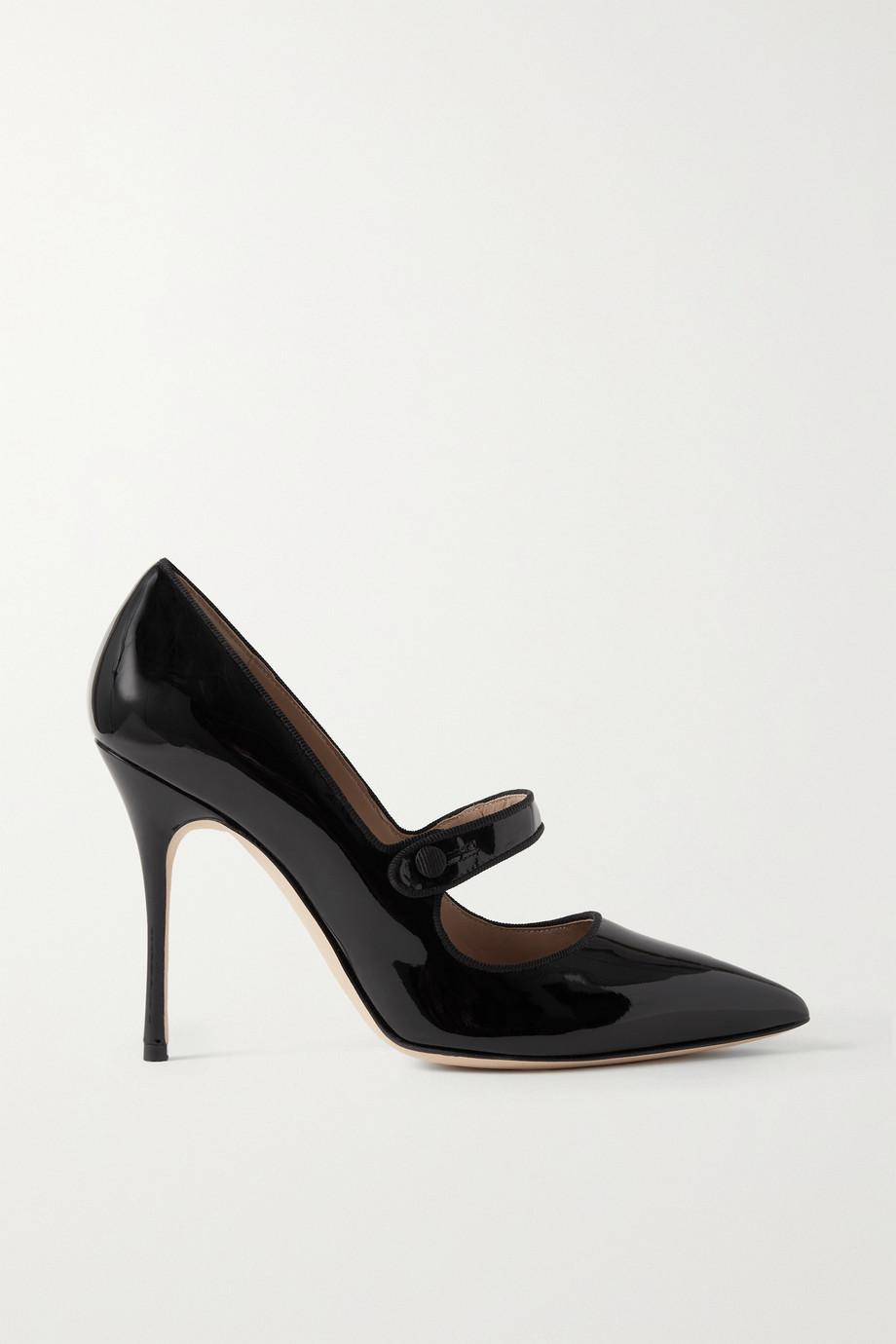 Campari 105 grosgrain-trimmed patent-leather pumps by MANOLO BLAHNIK