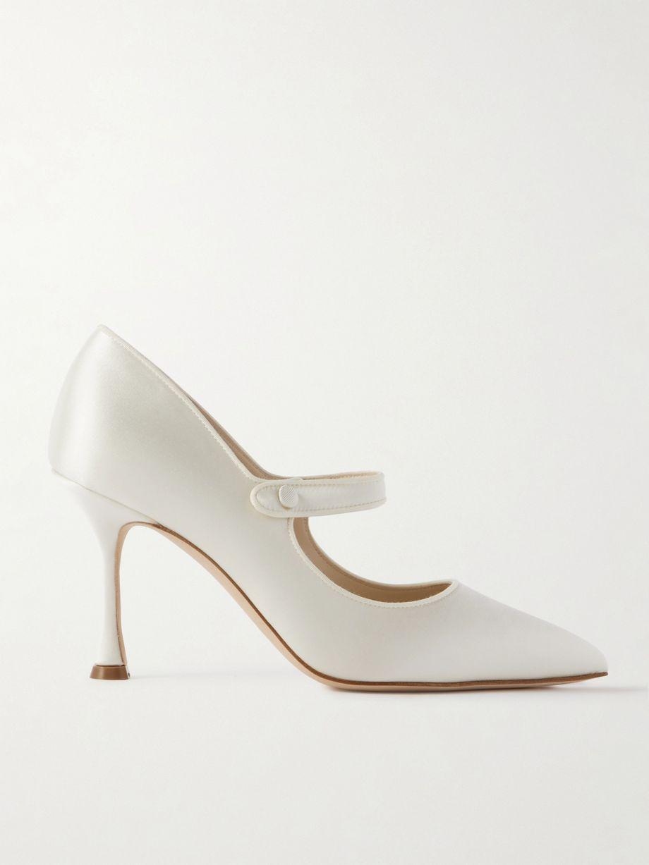 Campari Bridal 90 grosgrain-trimmed satin Mary Jane pumps by MANOLO BLAHNIK