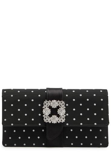 Capri polka dot satin and mesh clutch by MANOLO BLAHNIK
