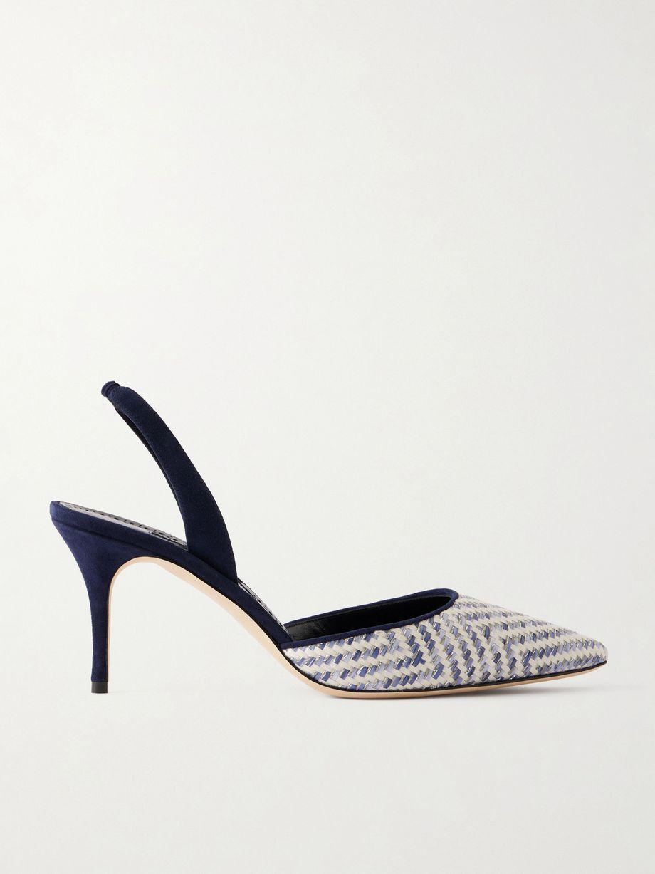 Carolyne 70 raffia slingback pumps by MANOLO BLAHNIK