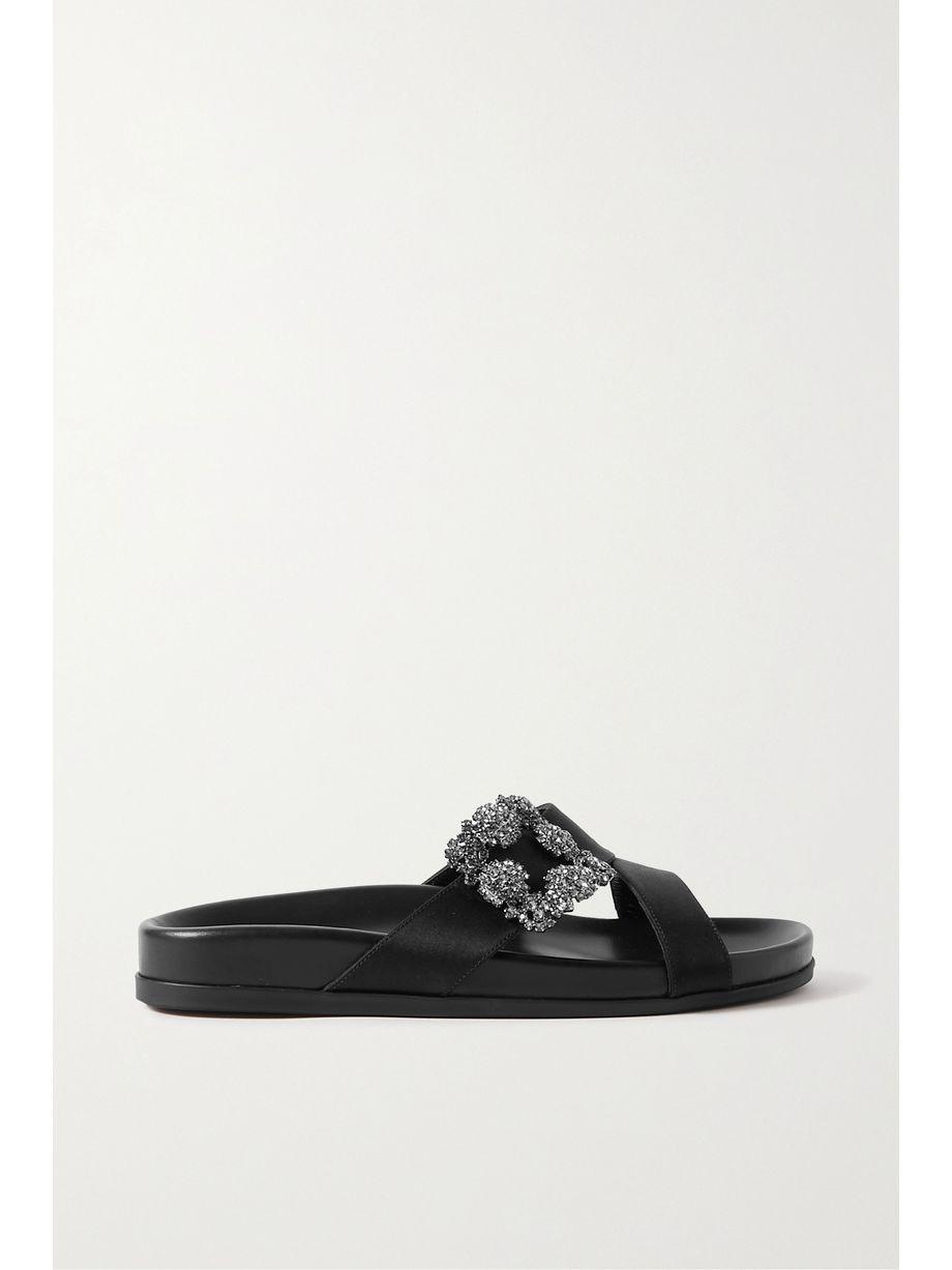 Chilanghi buckled satin slides by MANOLO BLAHNIK
