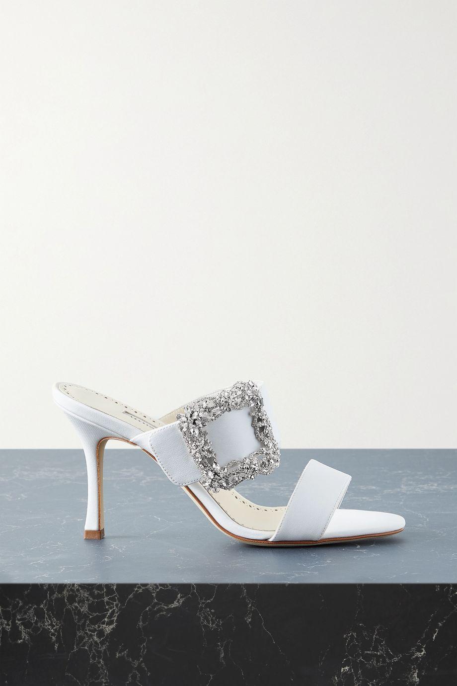 Gable 90 buckled crepe de chine mules by MANOLO BLAHNIK