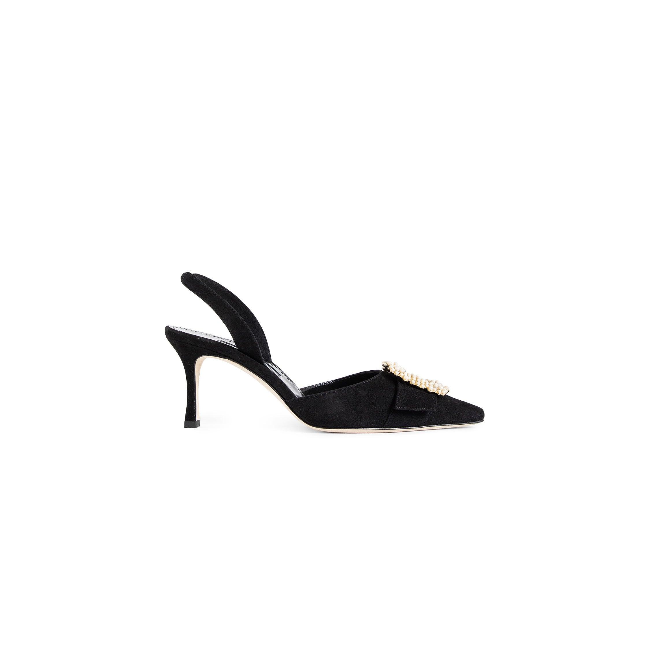 Gibsli Suede Pearl Buckle Slingback Pumps by MANOLO BLAHNIK Gibsli Suede Pearl Buckle Slingback Pumps by MANOLO BLAHNIK