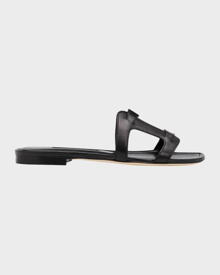 Grellanu Leather Flat Slide Sandals by MANOLO BLAHNIK