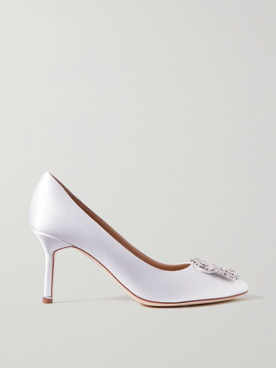 Hangisi 70 crystal-embellished satin pumps by MANOLO BLAHNIK