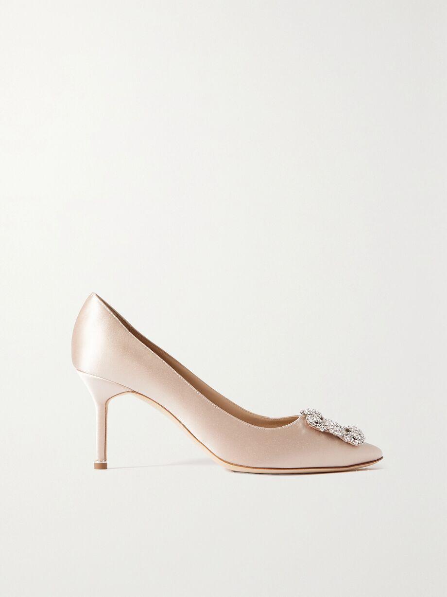 Hangisi 70 crystal-embellished satin pumps by MANOLO BLAHNIK