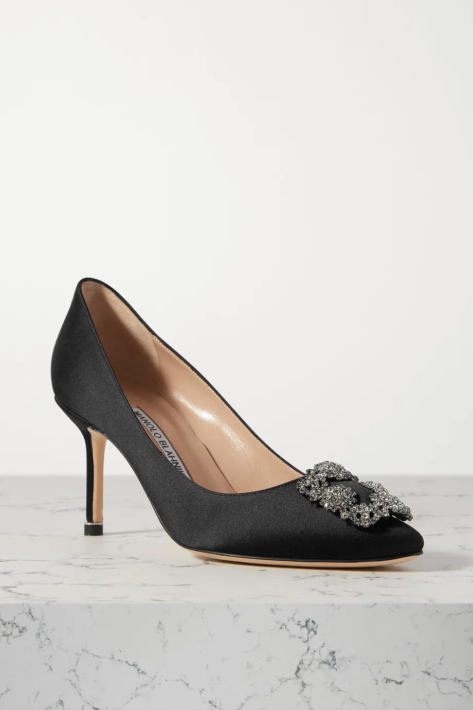 Hangisi 70 embellished satin pumps by MANOLO BLAHNIK
